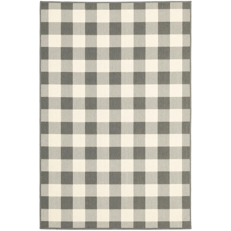 Palacedesigns 8 x 11 ft. Gray & Ivory Gingham Indoor & Outdoor Area Rug PA3663941